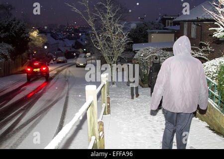 Wimbledon London, UK. 3. Februar 2015. Londoner wachte heute Morgen, der erste Schnee des Jahres Credit: Amer Ghazzal/Alamy Live-Nachrichten Stockfoto