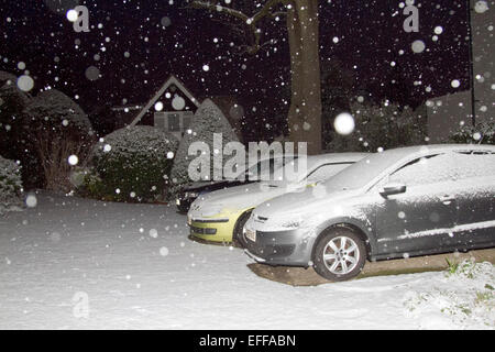 Wimbledon London, UK. 3. Februar 2015. Londoner wachte heute Morgen, der erste Schnee des Jahres Credit: Amer Ghazzal/Alamy Live-Nachrichten Stockfoto