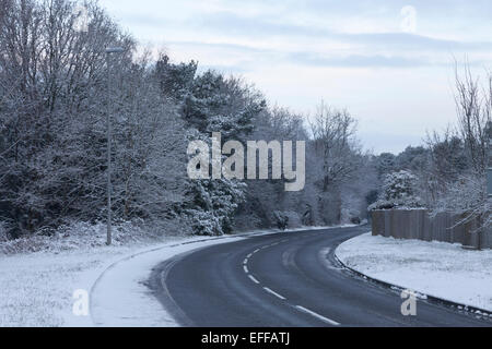 Schnee in Wareham, Dorset, 3. Februar 2015. Bewohner aufwachen, um eine unerwartete Abdeckung des Schnees in Wareham, Dorset. Bildnachweis: Eva Worobiec/Alamy Live-Nachrichten Stockfoto