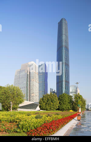 International Finance Centre und Wolkenkratzer in Zhujiang New Town, Tianhe, Guangzhou, Guangdong, China Stockfoto