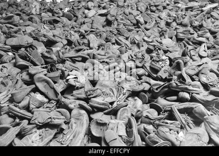 Schuhe des Volkes im KZ Auschwitz, Polen deportiert Stockfoto