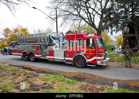 Turm-Leiter des Detroit Feuerwehr, Michigan, USA, Preisverteilung, 2014. Stockfoto