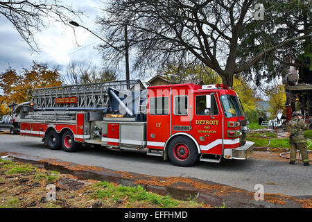 Turm-Leiter des Detroit Feuerwehr, Michigan, USA, Preisverteilung, 2014. Stockfoto