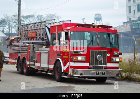 Turm-Leiter des Detroit Feuerwehr, Michigan, USA, Preisverteilung, 2014. Stockfoto