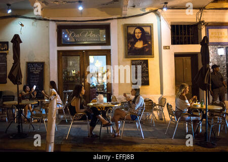 Italienisch Restaurant Da Vinci in der alten Stadt Panama-Stadt. San Filipe Bezirk von Casco Viejo, UNESCO-Weltkulturerbe, Panama-Stadt Stockfoto