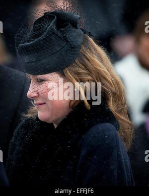 Oslo, Norwegen. 2. Februar 2015. Prinzessin Maertha Louise von Norwegen an die Beerdigung von Johan Martin Ferner am Holmenkollen Kapell in Oslo, Norwegen, 2. Februar 2015 teilnehmen. Bildnachweis: Dpa picture Alliance/Alamy Live News Stockfoto