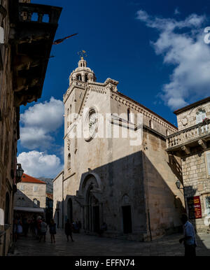 St.-Markus-Kathedrale in der Stadt Korčula. Kroatien. Stockfoto
