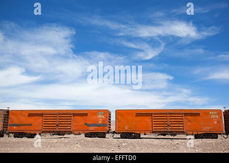 Waggons. Atacama-Wüste. Region de Antofagasta, Chile. Stockfoto