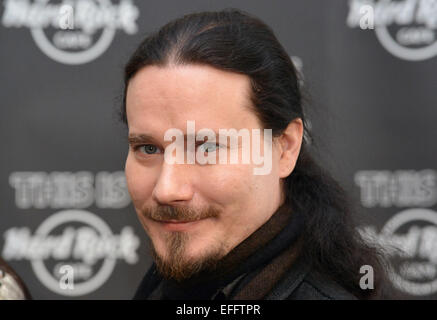 Prag, Tschechische Republik. 3. Februar 2015. Komponist und Keyboarder Tuomas Holopainen von Nightwish aus Finnland Gruppe. Die Nightwish präsentieren ihr neue Album in Prag, Tschechische Republik, Dienstag, 3. Februar 2015. © Michal Dolezal/CTK Foto/Alamy Live-Nachrichten Stockfoto