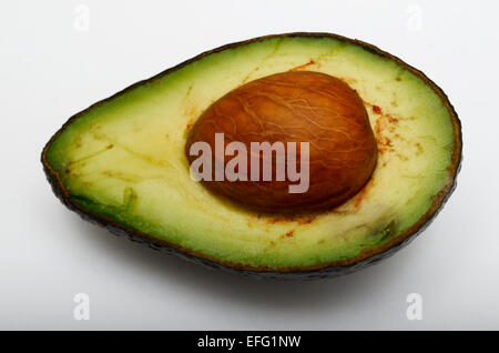 frische halbe Avocado auf weißem Hintergrund, horizontale Stockfoto