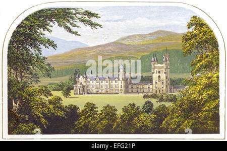 Eine farbige Darstellung von Balmoral Castle in hoher Auflösung aus einem Buch gescannt gedruckt im Jahre 1870.  Kostenlos copyright geglaubt. Stockfoto