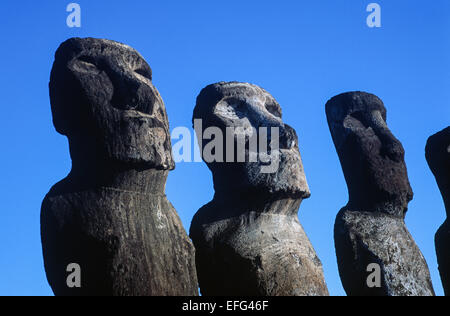 Moais am Ahu Tongariki. Eastern Island, Chile Stockfoto