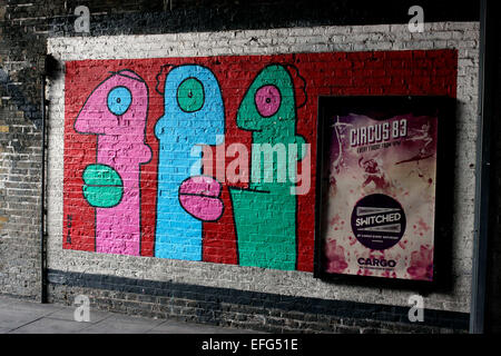 Street-Art in Shoreditch des Graffiti-Künstlers Noir Stockfoto