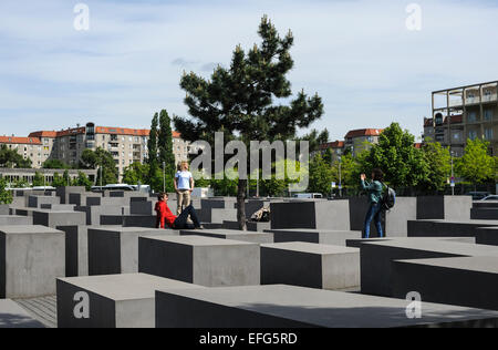Denkmal für die ermordeten Juden Europas. Das Holocaust-Mahnmal, Berlin, Deutschland. Stockfoto