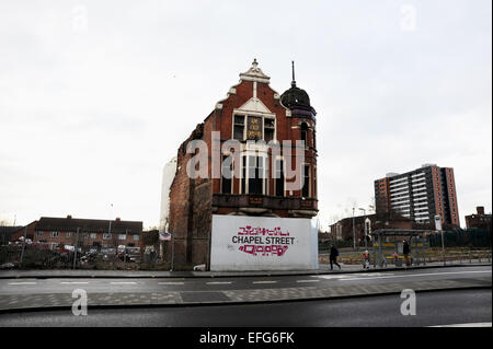 Salford Manchester Lancashire UK - Ye Old Nelson Pub in der Chapel Street-Bereich, der für eine Sanierung 2015 gekauft wird ist Stockfoto