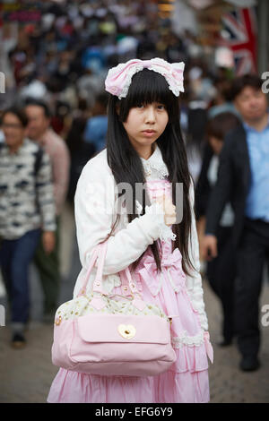 Porträt von Cosplay Mädchen, Takeshita St, Harajuku, Tokyo, Japan Stockfoto