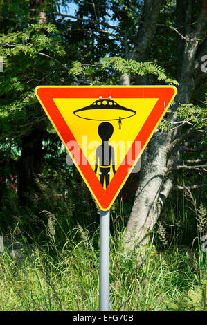 U.f.o. Warnung Zeichen, Finnland Stockfoto