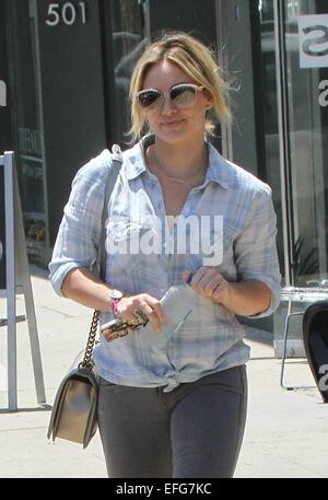 Hilary Duff entdeckt West Hollywood tragen eine Chanel Tasche Featuring: Hilary Duff wo: Los Angeles, California, Vereinigte Staaten von Amerika als: 1. August 2014 Stockfoto