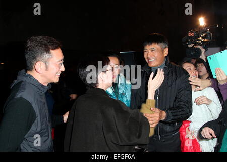 Hong Kong, China. 3. Februar 2015. Chow Yun-Fat paar kommt, Carina Lau Leistung in Hongkong, China am 3. Februar 2015 zu sehen. Credit: Foto oben Corporation/Alamy Live-Nachrichten Stockfoto