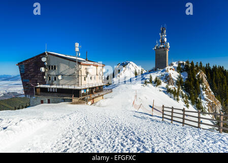 Spitze der Postavaru Berg (1799 m) in Transsilvanien höchsten Berggipfel vom Skigebiet Poiana Brasov. Stockfoto