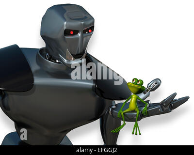 Abbildung Frosch in die Handfläche des Roboters Stockfoto