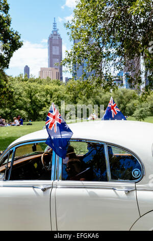 Oldtimer auf Display, RACV Australia Day Picknick und Föderation Fahrzeug anzeigen, Kings Domain, Melbourne, Victoria, Australien Stockfoto
