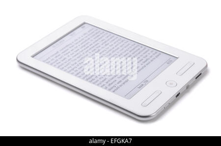 E-Book-Reader, isoliert auf weiss Stockfoto