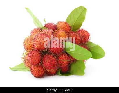 Rambutan Früchte isoliert auf weiss Stockfoto