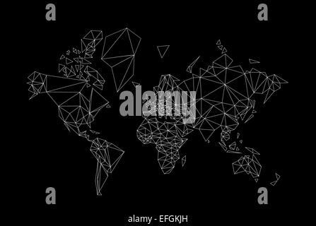 schwarze und weiße Welt Karte low-Poly-Abbildung Stockfoto