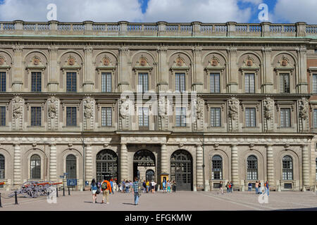 Westfassade des schwedischen königlichen Palastes, Kungliga Slottet, Gamla Stan, Stockholm, Schweden Stockfoto