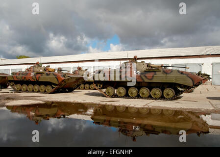 Gruppe Kampffahrzeuge BMP-2 vorbereiten zu marschieren Stockfoto