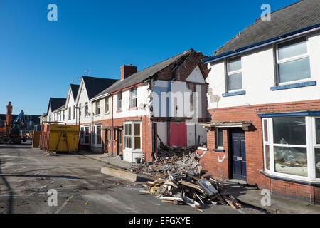 Aberystwyth, Wales, UK. 4. Februar 2015. Eine Reihe von Reihenhäusern in Glyn Road, Aberystwyth (kontrovers) abgerissen um Platz für ein Tesco Superstore Credit: Alan Hale/Alamy Live News Stockfoto