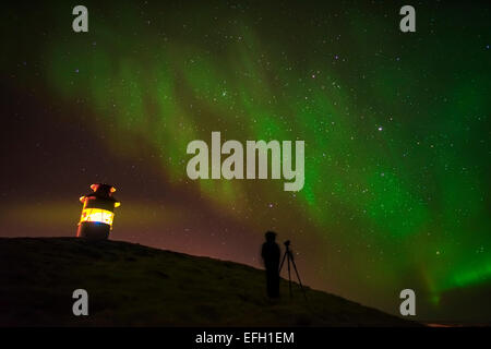 Fotografieren die Aurora Borealis, Snaefellsnes Halbinsel, Island Stockfoto