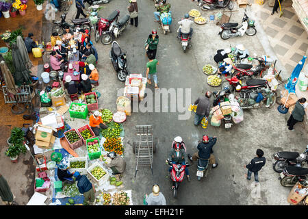 Asien-Markt - Da Lat, Vietnam. Ansicht von oben. Stockfoto