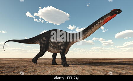Apatosaurus Dinosaurier stehend in der Wüste - 3D render Stockfoto