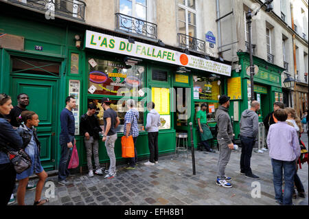 Paris, Marais, Rue de Rosiers, L'as du Fallafel Stockfoto