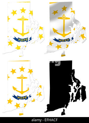 USA-Rhode Island Staatsflagge über Karte collage Stockfoto