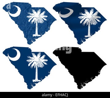 USA-South Carolina Staatsflagge über Karte Stockfoto