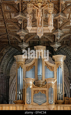 St Davids Cathedral (Welsh Eglwys Gadeiriol Tyddewi), befindet sich in St. Davids in der Grafschaft Pembrokeshire-Orgel Stockfoto