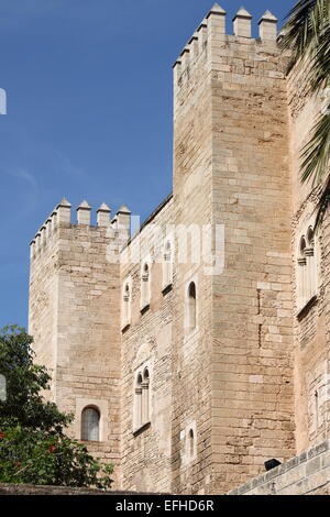 Mittelalterliche Stadtmauer im Almudaina Palast in Palma De Mallorca, Spanien Stockfoto