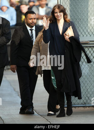 Hollywood, Kalifornien, USA. 4. Februar 2015. Schauspielerin Lauren Cohan, aus dem Fernsehen Programm Walking Dead, kommt bei Jimmy Kimmel Live! in Hollywood am Mittwoch Nachmittag. Bildnachweis: David Bro/ZUMA Draht/Alamy Live-Nachrichten Stockfoto