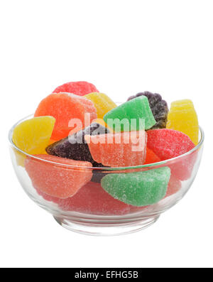 Bunte Jelly Fruchtbonbons In Glasschale Stockfoto