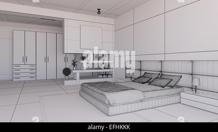 Interieur machen aus einem Schlafzimmer mit einigen furinitures Stockfoto