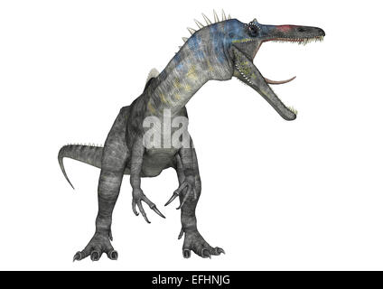 3D digital Render eine aggressive Dinosaurier Suchomimus oder Suchomimus Tenerensis isoliert auf weißem Hintergrund Stockfoto