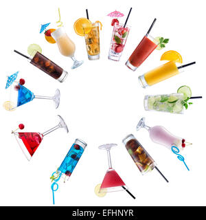 Cocktail-Mix, gepflasterten Kreis auf isoliert weiss Stockfoto