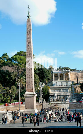 Obelisco Flaminio, ägyptischer Obelisk Pincio Terrasse, Piazza del Popolo Rom Latium Italien Italienisch Stockfoto