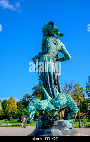 Gänseliesel Elizabeth Goose Girl Statue, Parc de l'Orangerie, Orangerie Park, Straßburg, Elsass, Frankreich, Europa, Stockfoto