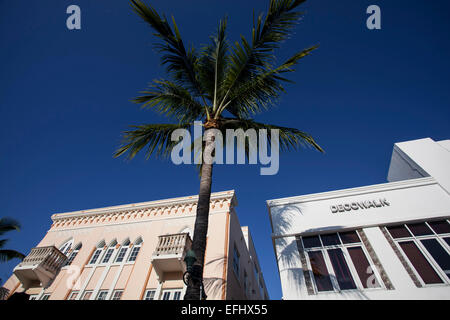 Art-Deco-Architektur im Art Deco District, South Beach, Ocean Drive, Miami, Florida, USA Stockfoto