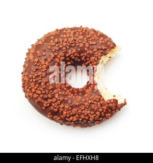 Donut mit einem Biss auf weiß Stockfoto