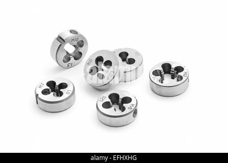 Thread Stanzform auf weißem Hintergrund Stockfoto